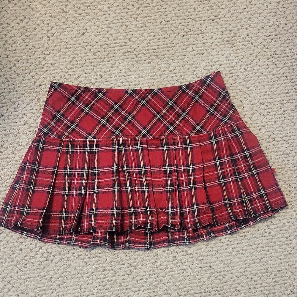Royal Bones Red Plaid Skirt. Medium